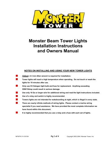 Monster Tower Single Light Installation Instructions - iBoats