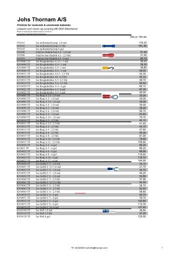 Her for prisliste pÃ¥ kabelsko - Johs Thornam A/S