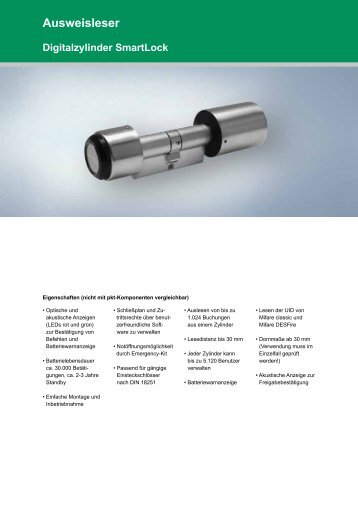 Ausweisleser Digitalzylinder SmartLock - primion Technology AG