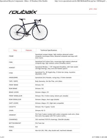 2005 Roubaix Elite Double Technicals - CurtissWEB