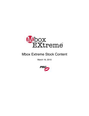 Mbox EXtreme Stock Content Library 2010-03 - PRG