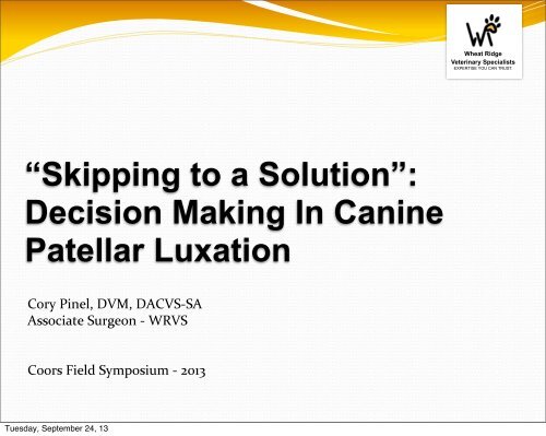 Decision Making in the Treatment of Canine Medial Patellar Luxation