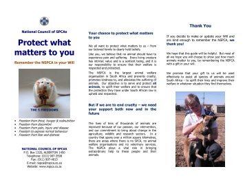 Protect what matters to you - NSPCA Cares about all Animals