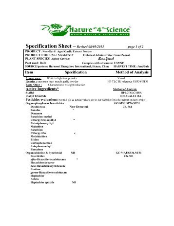 NGAGEX1P Specification Sheet - Nature *4* Science