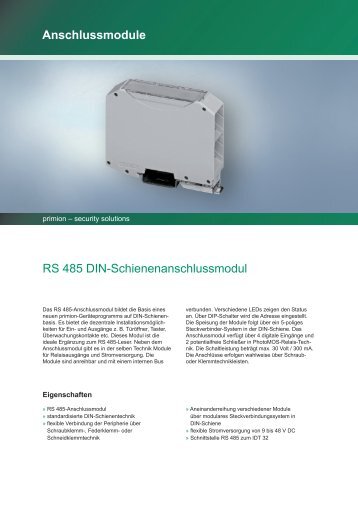 Anschlussmodule - primion Technology AG