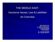 The Middle East: Insurance Issues, Law and Liabilities