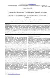 phytochemical screening of the rhizome of kaempferia galanga