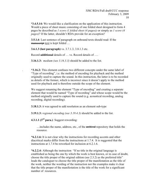 5JSC/RDA/Full draft/CCC response February 3, 2009 1 To: Joint ...