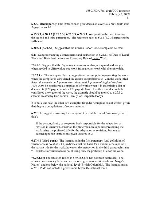 5JSC/RDA/Full draft/CCC response February 3, 2009 1 To: Joint ...