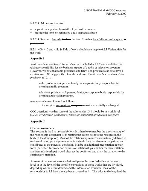 5JSC/RDA/Full draft/CCC response February 3, 2009 1 To: Joint ...