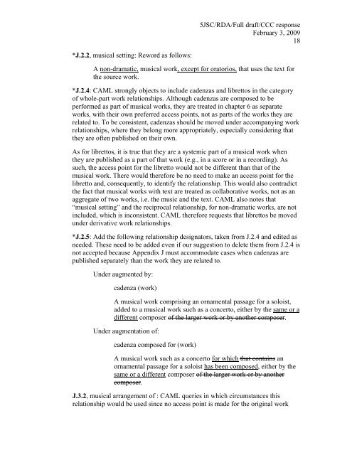 5JSC/RDA/Full draft/CCC response February 3, 2009 1 To: Joint ...