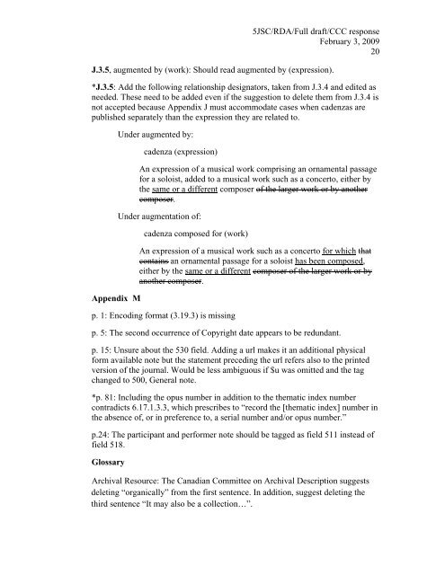 5JSC/RDA/Full draft/CCC response February 3, 2009 1 To: Joint ...