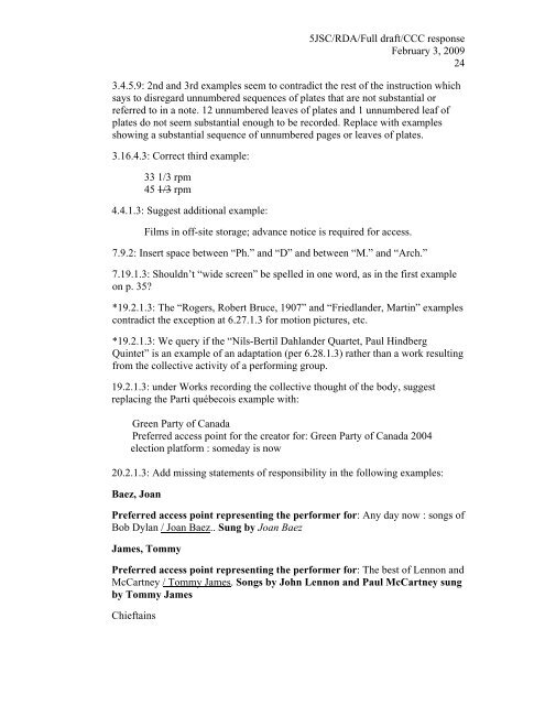 5JSC/RDA/Full draft/CCC response February 3, 2009 1 To: Joint ...