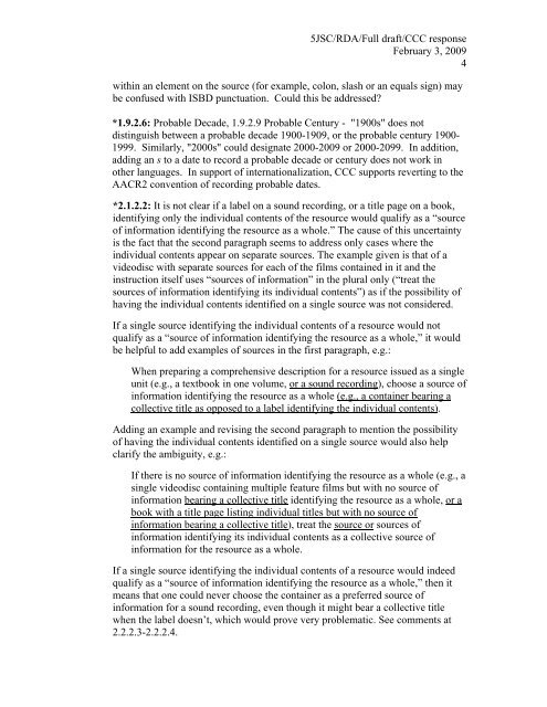 5JSC/RDA/Full draft/CCC response February 3, 2009 1 To: Joint ...