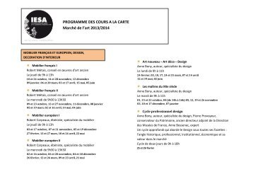 PROGRAMME DES COURS A LA CARTE MarchÃ© de l'art ... - IESA