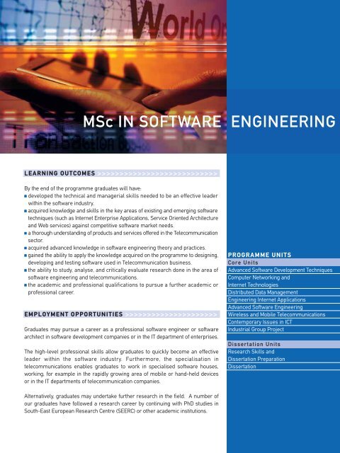msc in software engineering and telecommunications - City College