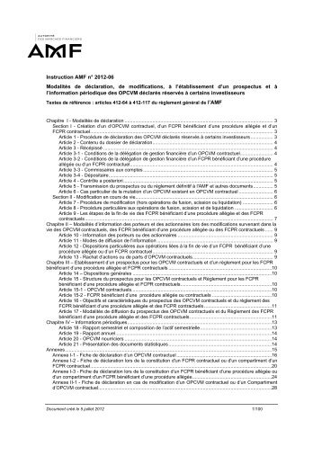 Instruction AMF nÂ° 2012-06 ModalitÃ©s de dÃ©claration, de ... - Afic