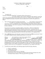 CONTRACT EMPLOYMENT AGREEMENT University of Maryland ...