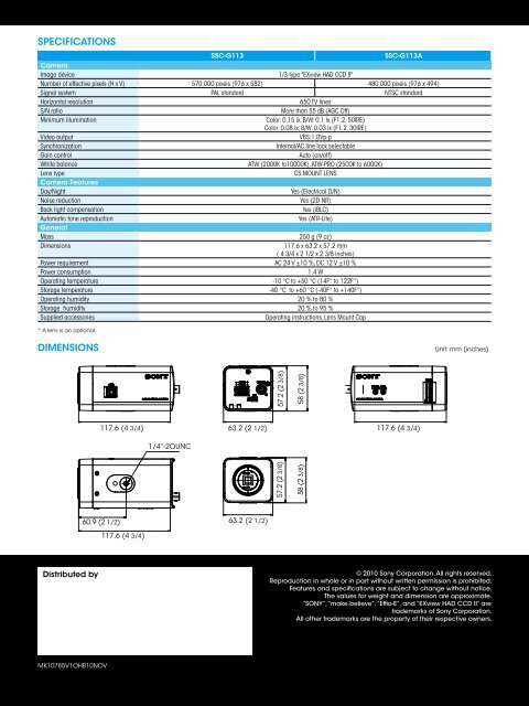 Sony SSC-G113 - Jia Ying Trading