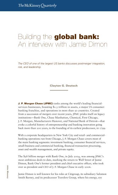 Building the global bank: An interview with Jamie Dimon - A New Start