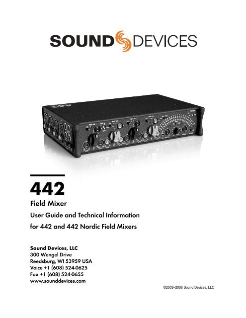 Sound Devices 442 Manual