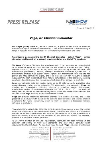 NAB 2010- Vega RF Channel Simulator - Teamcast