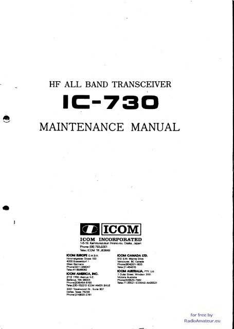 Icom - IC-730 service manual - RadioManual.eu