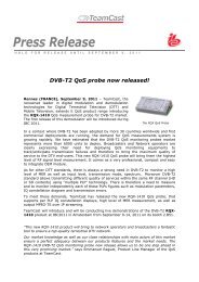 IBC 2011 - DVB-T2 QoS probe released - Teamcast