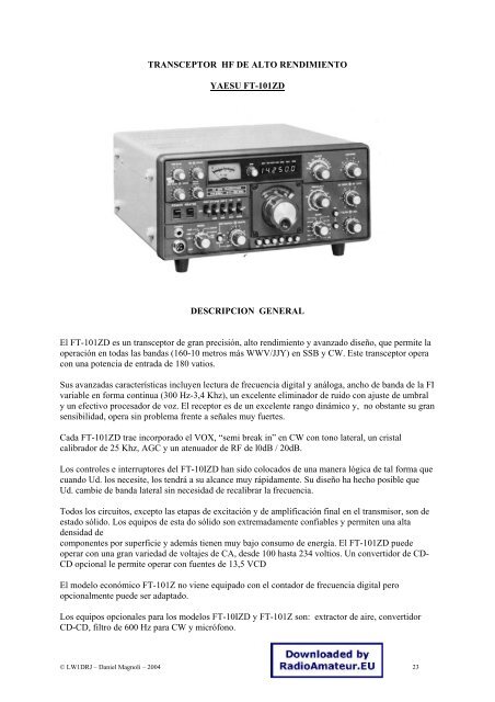 Yaesu - FT-101ZD Manual en espaÃ±ol