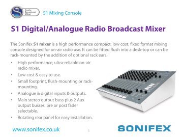 S1 Digital/Analogue Radio Broadcast Mixer - Sonifex