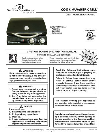 CNG-Traveler Gas Grill Manual - Outdoor GreatRoom Co.