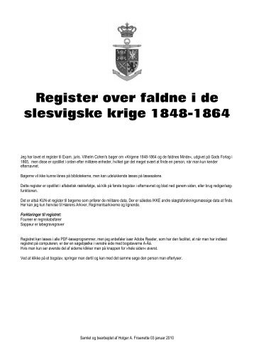 Register over faldne i de slesvigske krige 1848-1864 - DR.dk