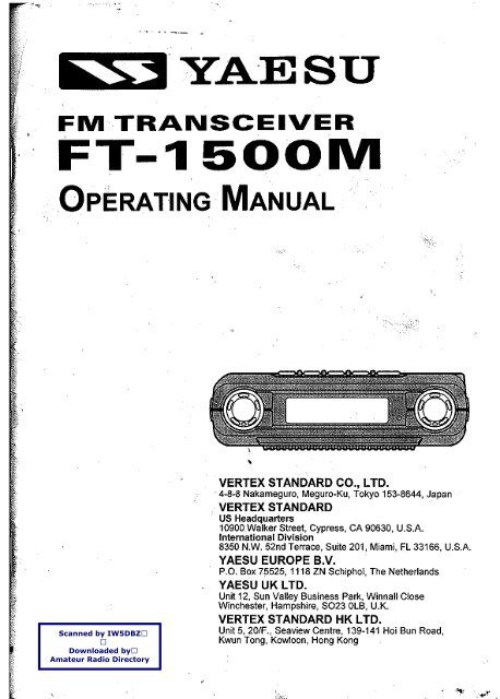 Yaesu - FT-1500M User manual