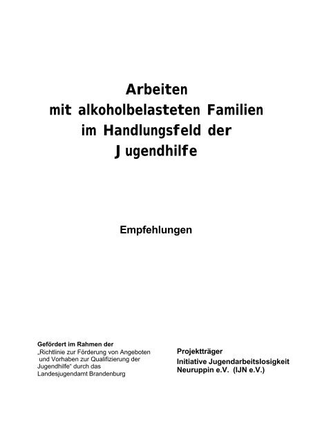 Arbeiten mit alkoholbelasteten Familien im Handlungsfeld der ...