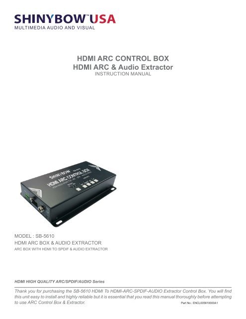 HDMI ARC CONTROL BOX HDMI ARC &amp; Audio Extractor