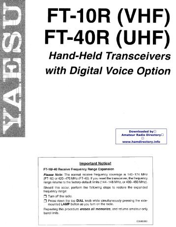 YAESU - FT-10R User manual