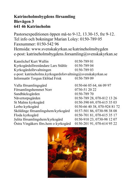 Advents- och Jultid - Katrineholmsbygdens fÃ¶rsamling