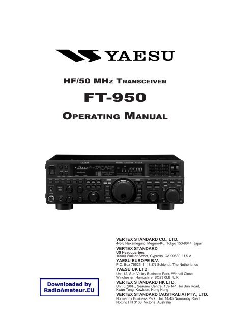 YAESU FT-950 HF/50MHz トランシーバー 本体＋マイク＋取説 Yaesu - FT-950 User manual