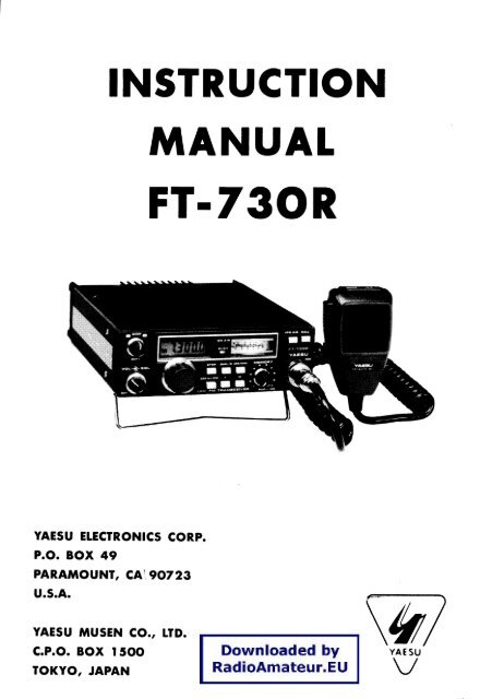 Yaesu - FT-730 User manual + Circuit diagram - RadioManual.eu