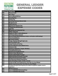 General Ledger Expense Codes (reimbursements)