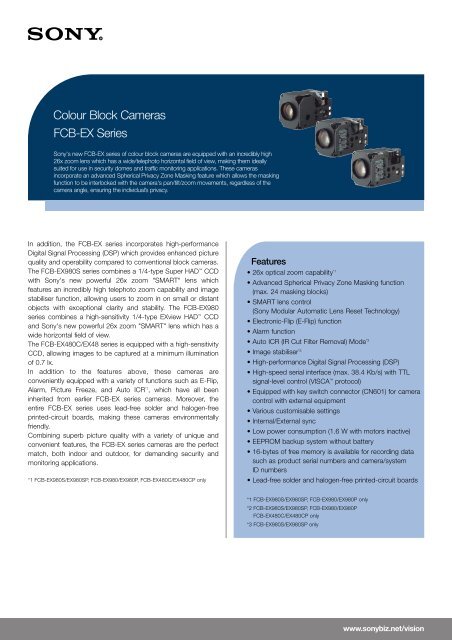 FCB-EX Series Colour Block Cameras - Mardel Image