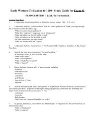 Early Western Civilization to 1660 - Study Guide for Exam #1