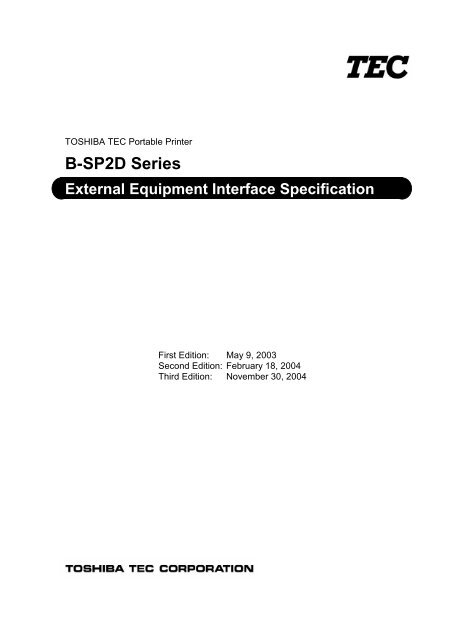 B-SP2D Series External Equipment Interface ... - Toshiba Tec Italia