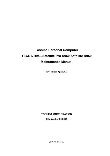 Toshiba Personal Computer Tecra R950 Nexicore Services