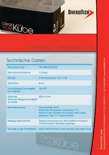 Technische Daten - Technocold