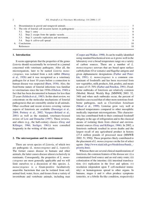 Host and bacterial factors in listeriosis pathogenesis - University of ...