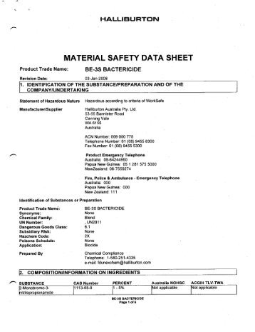 BE-3S Bactericide MSDS