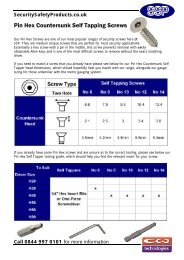 Pin Hex Countersunk Self Tapping Screws