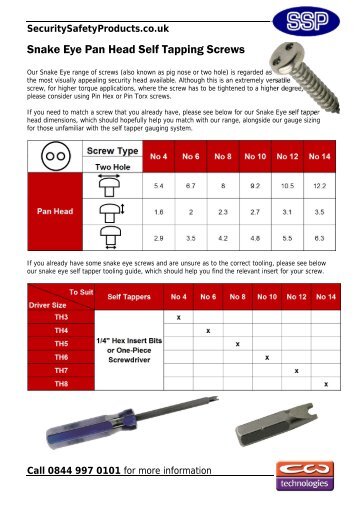Snake Eye Screw Technical Guide