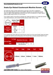 Snake Eye Raised Countersunk Machine Screws